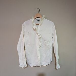 RLS White Ruffle Collar Blouse